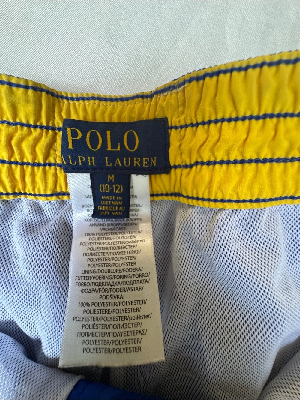 Polo by Ralph Lauren Boys Youth  Royal Blue Swim Trunks with Yellow Logo Size M
